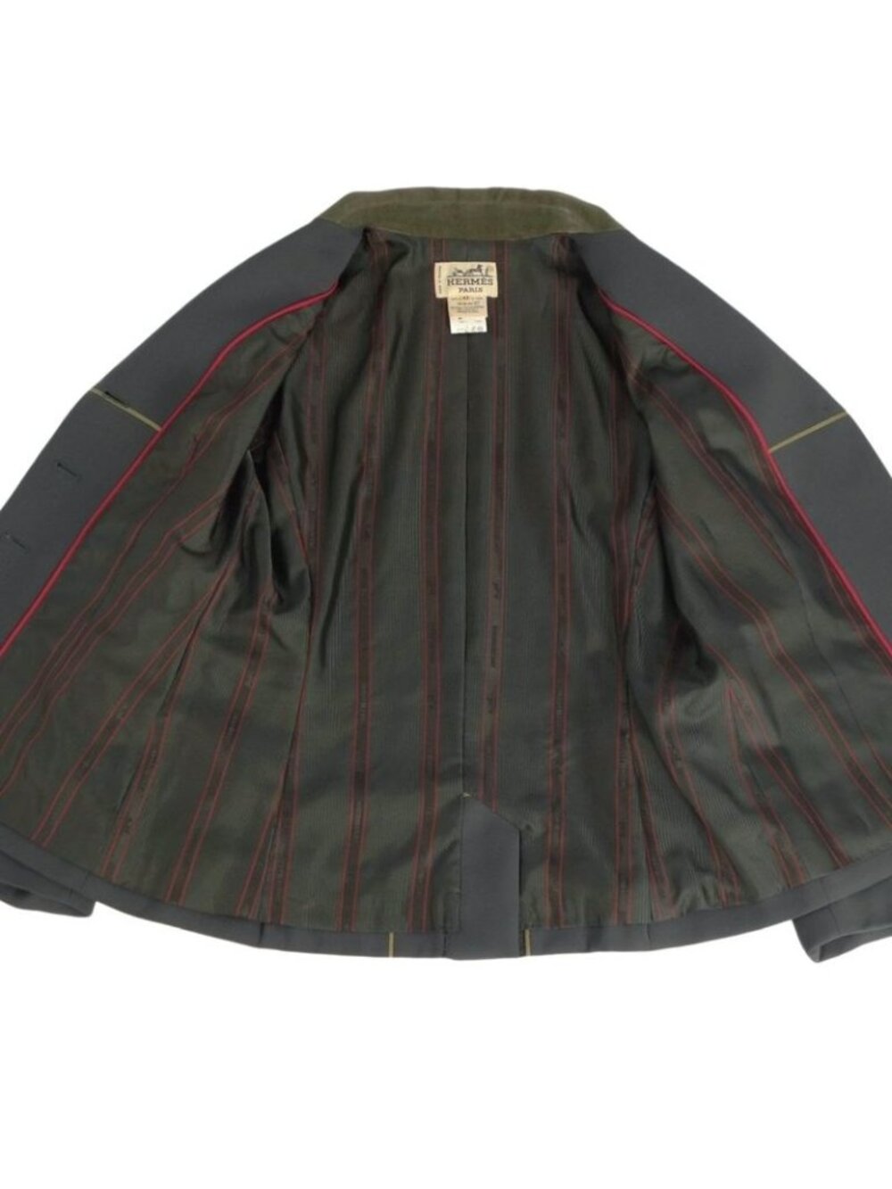 Hermes Jacket Tailored Collar Velour Vintage - Picture 10 of 12